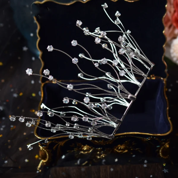 Charmig Silver Rhinestone Brud Huvudbonad 2019 Metall Tiara Bröllop Tillbehör
