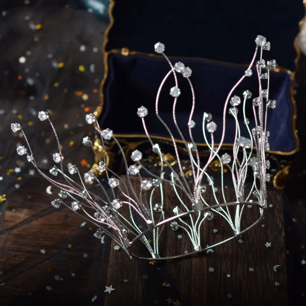Charmig Silver Rhinestone Brud Huvudbonad 2019 Metall Tiara Bröllop Tillbehör