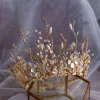 Luxe Goud Bruidssieraden 2019 Metaal Kralen Parel Rhinestone Tiara Oorbellen Huwelijk Accessoires
