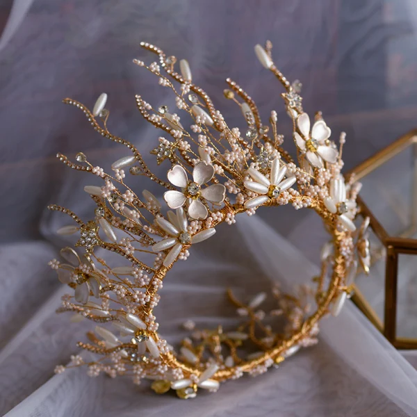 Luxury / Gorgeous Gold Bridal Jewelry 2019 Metal Beading Pearl Rhinestone Tiara Earrings Wedding Accessories