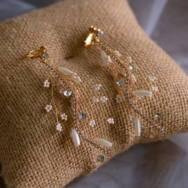 Luxury / Gorgeous Gold Bridal Jewelry 2019 Metal Beading Pearl Rhinestone Tiara Earrings Wedding Accessories