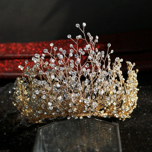 Fantastyczny Złote Ozdoby Do Włosów Ślubne 2019 Stop Rhinestone Tiara Ślub Akcesoria