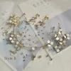 Chic / Beautiful Gold Bridal Hair Accessories 2019 Metal Pearl Tassel Earrings Tiara Wedding Accessories