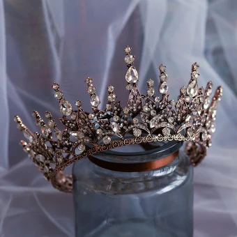 Vintage Retro Baroque Black Rhinestone Tiara 2019 Metal Bridal Hair Accessories