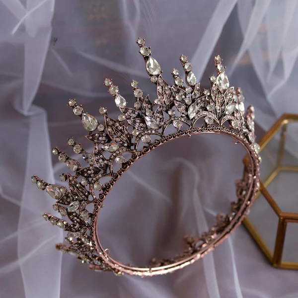 Vintage / Retro Baroque Black Rhinestone Tiara 2019 Metal Bridal Hair Accessories