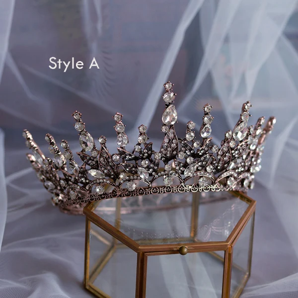 Vintage / Retro Baroque Black Rhinestone Tiara 2019 Metal Bridal Hair Accessories