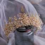Snygga / Fina Guld Brud Huvudbonad 2019 Metall Handgjort Beading Pärla Rhinestone Tiara Bröllop Tillbehör