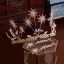Snygga / Fina Guld Brud Huvudbonad 2019 Metall Blad Örhängen Tiara Kristall Rhinestone Bröllop Tillbehör