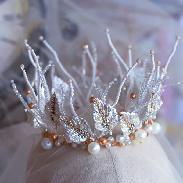 Luxury / Gorgeous White Wedding Bridal Hair Accessories 2019 Metal Tiara Earrings Crystal Rhinestone Leaf Beading Tassel Accessories