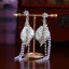 Luxury / Gorgeous White Wedding Bridal Hair Accessories 2019 Metal Tiara Earrings Crystal Rhinestone Leaf Beading Tassel Accessories