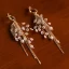 Elegant Gold Bridal Jewelry 2019 Metal Pearl Rhinestone Tiara Tassel Earrings Wedding Accessories