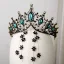 Vintage Barokowy Czarne Kryształ Złote Metal Tiara 2019 Stop Kutas Kolczyki Biżuteria Ślubna