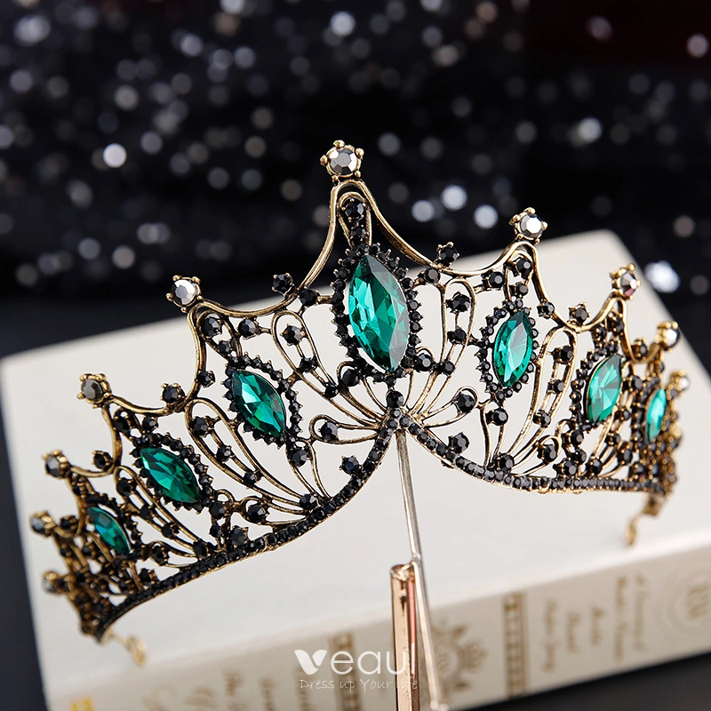 Vintage Gothic Krone Mit Kristall-Blättern – Aus Metall, Für Partys, Hochzeiten & Halloween