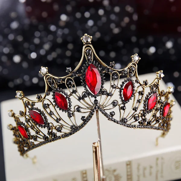 Vintage Barokowy Czarne Kryształ Złote Metal Tiara 2019 Stop Kutas Kolczyki Biżuteria Ślubna