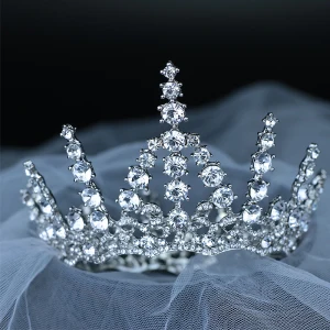 Glittrande Silver Rhinestone Tiara 2019 Metall Bröllop Brud Huvudbonad