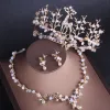 Amazing / Unique Gold Wedding Accessories 2019 Metal Crystal Pearl Rhinestone Tiara Earrings Necklace Bridal Jewelry
