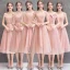 Abordable Perle Rose Robe Demoiselle D'honneur 2019 Princesse Thé Longueur Volants Robe Pour Mariage