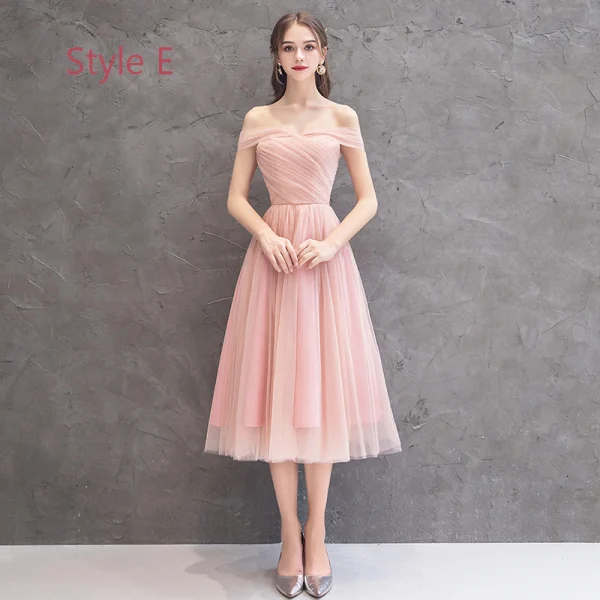 Abordable Perle Rose Robe Demoiselle D'honneur 2019 Princesse Thé Longueur Volants Robe Pour Mariage