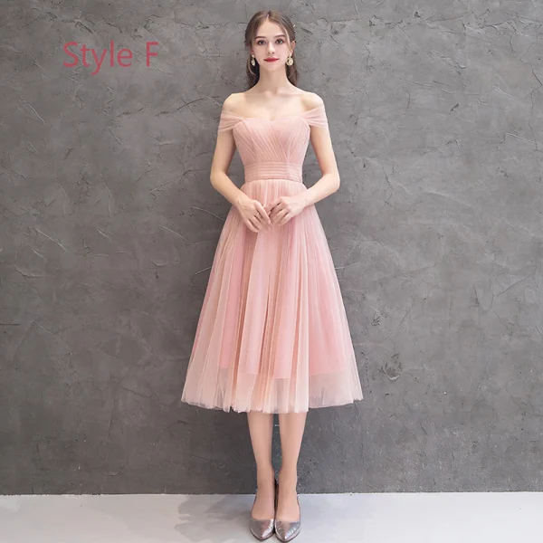 Abordable Perle Rose Robe Demoiselle D'honneur 2019 Princesse Thé Longueur Volants Robe Pour Mariage