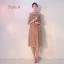 Elegant Khaki See-through Bridesmaid Dresses 2019 A-Line / Princess Appliques Lace Tea-length Ruffle Backless Wedding Party Dresses