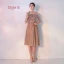 Elegant Khaki See-through Bridesmaid Dresses 2019 A-Line / Princess Appliques Lace Tea-length Ruffle Backless Wedding Party Dresses