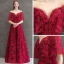 Meilleur Bordeaux Transparentes Robe De Soirée 2019 Princesse Encolure Dégagée Manches Courtes Appliques En Dentelle Faux Diamant Longue Dos Nu Robe De Ceremonie