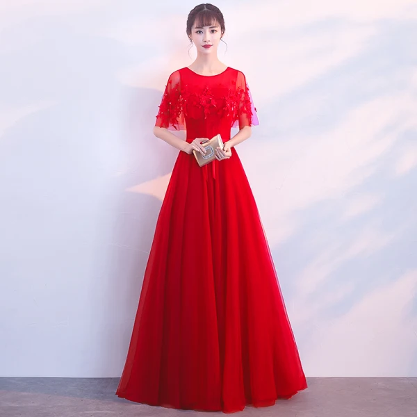 Affordable See-through Grey Evening Dresses 2019 A-Line / Princess Scoop Neck Short Sleeve Appliques Lace Flower Sash Floor-Length / Long Ruffle Backless Formal Dresses