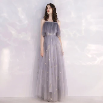 Affordable Grey Evening Dresses 2019 A Line Princess Spaghetti Straps Sleeveless Glitter Sequins Floor Length Long Ruffle Backless Formal Dresses