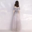 Chic / Beautiful Grey Evening Dresses  2019 A-Line / Princess Spaghetti Straps Short Sleeve Beading Glitter Tulle Floor-Length / Long Ruffle Backless Formal Dresses