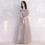 Chic / Beautiful Grey Evening Dresses  2019 A-Line / Princess Spaghetti Straps Short Sleeve Beading Glitter Tulle Floor-Length / Long Ruffle Backless Formal Dresses