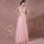 Élégant Rougissant Rose Robe De Soirée 2018 Princesse V-Cou Sans Manches Appliques En Dentelle Tribunal Train Percé Robe De Ceremonie
