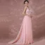 Élégant Rougissant Rose Robe De Soirée 2018 Princesse V-Cou Sans Manches Appliques En Dentelle Tribunal Train Percé Robe De Ceremonie