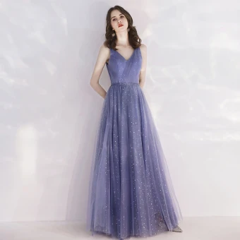 Elegante Koninklijk Blauw Avondjurken 2019 A Lijn V Hals Spaghettibandjes Mouwloos Glans Pailletten Tule Kralen Gordel Lange Ruche Ruglooze Gelegenheid Jurken