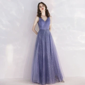 Eleganta Kungsblå Aftonklänningar 2019 Prinsessa V Hals Spaghettiband Ärmlös Glittriga Glitter Paljetter Tyll Beading Skärp Långa Ruffle Halterneck Formella Klänningar