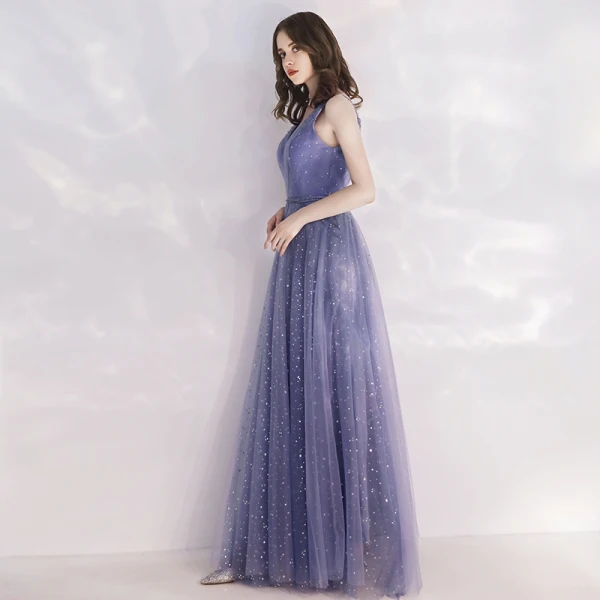 Elegant Royal Blue Evening Dresses 2019 A-Line / Princess V-Neck Spaghetti Straps Sleeveless Glitter Sequins Tulle Beading Sash Floor-Length / Long Ruffle Backless Formal Dresses