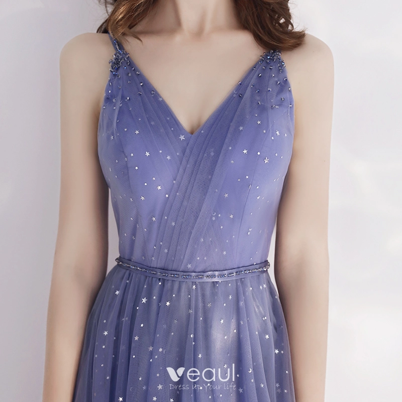 Sleeveless Royal Blue Dress w/ Rhinestone and Beaded Sash