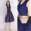 Glitter Ciel étoilé Bleu Marine de retour Robe De Graduation 2019 Princesse Encolure Carrée Sans Manches Thé Longueur Volants Dos Nu Robe De Ceremonie