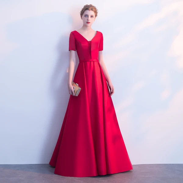 Chic / Beautiful Black Satin Evening Dresses 2019 A-Line / Princess V-Neck Short Sleeve Sash Beading Floor-Length / Long Ruffle Backless Formal Dresses