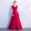 Chic / Beautiful Black Satin Evening Dresses  2019 A-Line / Princess V-Neck Short Sleeve Sash Beading Floor-Length / Long Ruffle Backless Formal Dresses
