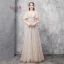Elegante Champagner Grün Brautjungfernkleider 2019 A Linie Perlenstickerei Lange Rüschen Rückenfreies Kleider Für Hochzeit