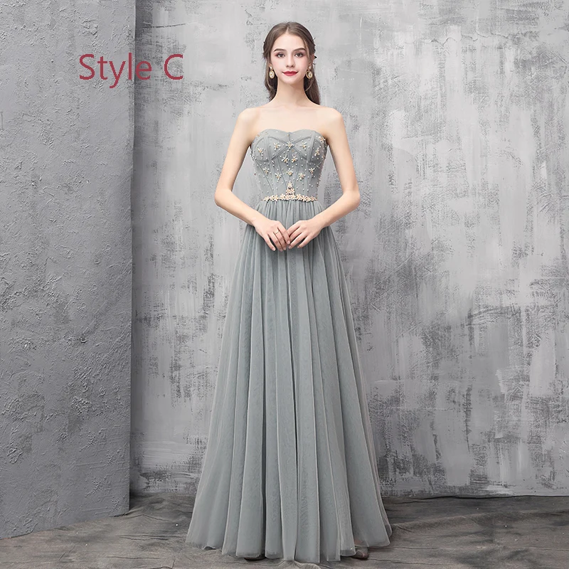 Elegant Champagne Green Bridesmaid Dresses 2019 A-Line Princess Beading Floor-Length