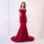 Elegant Navy Blue Evening Dresses  2019 Trumpet / Mermaid Off-The-Shoulder Short Sleeve Appliques Formal Dresses Backless Beading Lace Ruffle Court Train Charmeuse