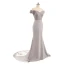 Elegant Navy Blue Evening Dresses  2019 Trumpet / Mermaid Off-The-Shoulder Short Sleeve Appliques Formal Dresses Backless Beading Lace Ruffle Court Train Charmeuse