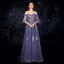 Elegant Ocean Blue Evening Dresses  2019 A-Line / Princess Spaghetti Straps Bell sleeves Appliques Lace Beading Floor-Length / Long Backless Ruffle Formal Dresses