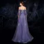 Elegant Ocean Blue Evening Dresses  2019 A-Line / Princess Spaghetti Straps Bell sleeves Appliques Lace Beading Floor-Length / Long Backless Ruffle Formal Dresses