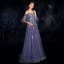 Elegant Ocean Blue Evening Dresses  2019 A-Line / Princess Spaghetti Straps Bell sleeves Appliques Lace Beading Floor-Length / Long Backless Ruffle Formal Dresses