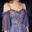 Elegant Ocean Blue Evening Dresses  2019 A-Line / Princess Spaghetti Straps Bell sleeves Appliques Lace Beading Floor-Length / Long Backless Ruffle Formal Dresses