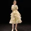 Chic / Belle Champagne de retour Robe De Graduation 2019 Princesse V-Cou Manches Courtes Perlage Thé Longueur Volants en Cascade Dos Nu Robe De Ceremonie