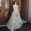 Élégant Vert Robe De Soirée 2019 Princesse V-Cou Sans Manches Appliques En Dentelle Perlage Longue Volants en Cascade Dos Nu Robe De Ceremonie