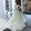 Élégant Vert Robe De Soirée 2019 Princesse V-Cou Sans Manches Appliques En Dentelle Perlage Longue Volants en Cascade Dos Nu Robe De Ceremonie